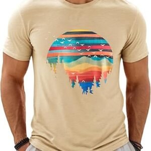 Runcati Mens Short Sleeve T-Shirts Graphic Crewneck Casual Printed Tee Summer Beach Hawaiian Vintage Shirts