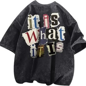 Men's Graphic Tees Funny Letter Print Vintage Oversize T Shirts Acid Wash Shirt Streetwear Rapper Casual Tee Top