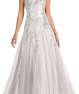 Ever-Pretty Women's Sequin V-Neck Formal Evening Dresses Cap Sleeves Ball Gowns Prom Dress